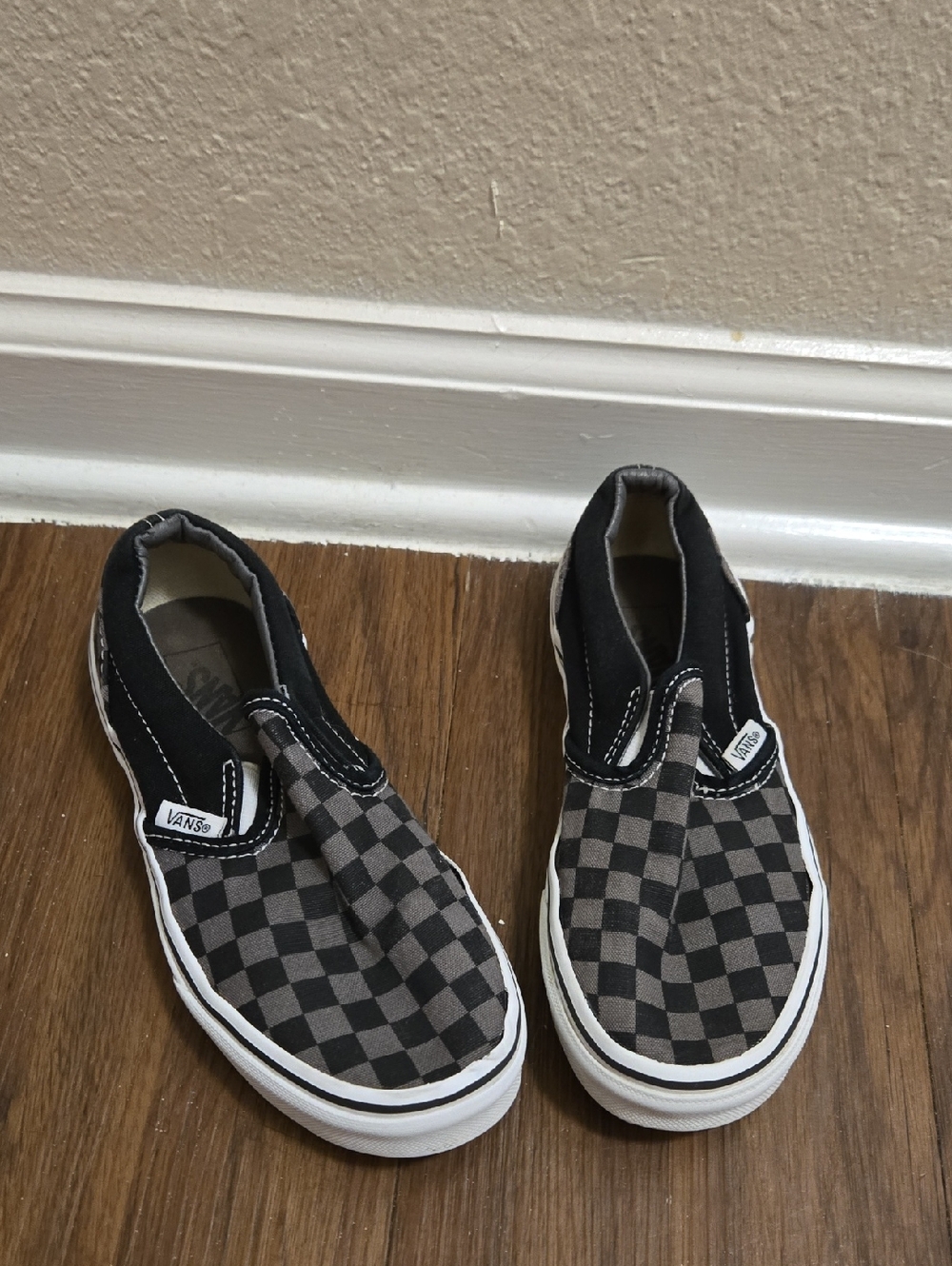 Vans Kids Slip-On Checkerboard Sneakers - Black/Grey